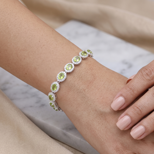 Pulsera de Tenis de Plata de Ley 925 de la Mejor Calidad, Hecha a Mano con Peridoto Natural, Certificada por IGI, Joyería de Lujo para Regalo de Compromiso o Fiesta - Product Image 6