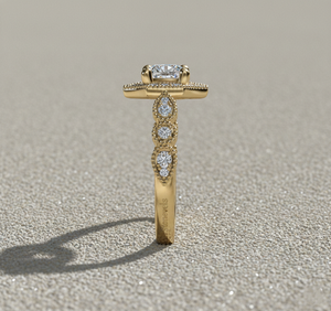 แหวนหมั้นเพชรสไตล์วินเทจรัศมีแปดเหลี่ยมชุบโรสโกลด์พร้อมการรับรองและการตั้งค่าแบบง่าม - Product Image 3