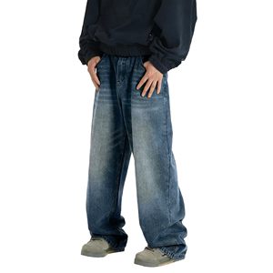 Jeans de mezclilla anchos de moda para hombre, estilo vintage, lavados, de calidad premium, suministro al por mayor, corte holgado, lavado ácido, de diseñador - Product Image 1