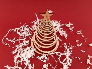 Mini arbre de Noël en bois - Décorations de Noël en bois, petite figurine d'arbre de Noël - Product Image 2