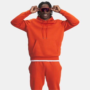 Men's <b>Orange</b> Hooded Zip-Up <b>Fleece</b> Sweatshirt Regular Fit Casual Wear Winter Streetwear 100% Cotton Breathable Knitted - Product Image 1