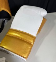 Nouveauté, vente en gros, ensemble de boxe de haute qualité en cuir véritable blanc et or, logo personnalisé, équipement de combat, ensemble de boxe CP-BHG-02