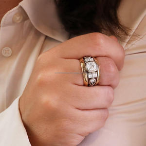 Igi/gia แล็บตัดเพชรวินเทจ14K สีเหลืองแหวนแต่งงาน/งานหมั้นใส่ได้ทั้งชายและหญิงสีขาวทองคุณภาพดีสำหรับงานปาร์ตี้ครบรอบ-คุ้มค่า - Product Image 3