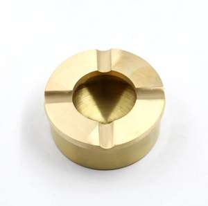 Cendrier en bois naturel et métal, forme personnalisée, couleur marron et argent, cendrier de table pour cigarettes et cigares, fabriqué en Inde - Product Image 2