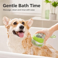Brosse de bain en silicone pour animaux de compagnie avec distributeur de shampoing, manche long, pour le massage et le nettoyage des chiens et des chats