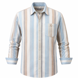 เสื้อเชิ้ตลายทางลำลองสั่งทำขายส่ง ผ้าฝ้าย 100% สำหรับผู้ชาย - ผู้ผลิต OEM ผู้จัดจำหน่ายโดยตรง - Product Image 1