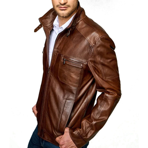 Pakistan Wholesale Leather Jackets Manufacturer <b>Belt</b> Side Casual Leather Jacket For <b>Men</b> New Motorbike Oem Design Jackets - Product Image 4