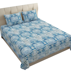 Cotton <b>Fitted</b> Bed <b>Sheet</b> Geometric Grid Mattress Cover OEM Manufacturer Wholesale - Product Image 6