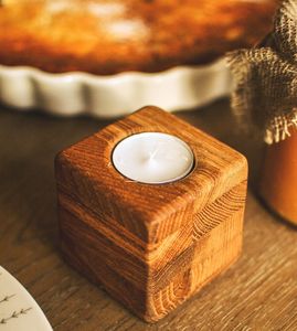 Portavelas Cuadrado de Resina y Madera, Diseño Artesanal, Ecológico, Sin Humo, Aromático, para Diwali, Navidad, Hogar, Spa, Cafetería - Product Image 4