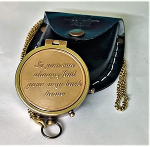 Antique Brass <b>Compass</b> With Leather Case <b>Vintage</b> Nautical Pocket <b>Compass</b> For Son Gift Collectible Decorative Item - Product Image 3