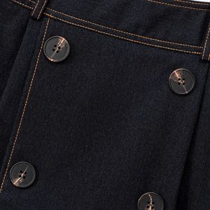 Jupe courte en jean taille haute coupe trapèze CV745 pour l'été, boutonnée sur le devant, respirante, prix usine - Product Image 4