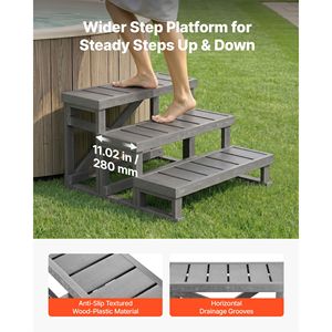 Escalera de 3 Peldaños para Spa, 27.5 Pulgadas de Ancho, Escalera para Jacuzzi, Capacidad de 350 Libras, Plástico HIPS Resistente con Almohadillas Antideslizantes - Product Image 3