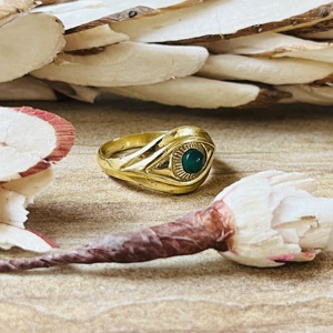 Evil Eye Green Onyx Gemstone <b>Ring</b> Vintage Boho <b>Statement</b> 18K Gold Plated Brass Women's Wedding <b>Ring</b> - Product Image 3