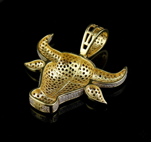 Colgante Personalizado de Personaje Sitting Bull con Incrustaciones de Diamantes, en Oro Bicolor 925, con Micro Pavé, Estilo HipHop - Product Image 3