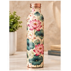 Botella de Agua de Cobre con Diseño de Flamencos y Tapa de Cobre, Portátil para Viajes - Product Image 5