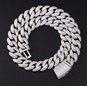 Collar de eslabones cubanos con incrustaciones de moissanita, chapado en plata 925, con corte brillante redondo, para regalo de fiesta - Product Image 2