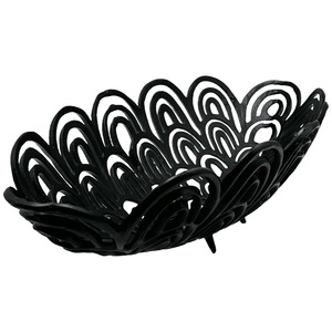 Bol décoratif en métal noir ajouré, idéal pour la décoration de table de mariage et la mise en scène élégante des centres de table pour événements, provenance Inde - Product Image 3