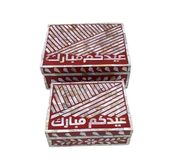 Mother of Pearl Inlay Arabic Cutome Letter Jewelry Mop Wooden Box Gifted & Promotion Items Home Decor by Quality Handicrafts