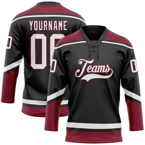 Maillot de hockey personnalisé OMMIZ INDUSTRY blanc-rouge, col lacé, le plus vendu en gros - Product Image 6