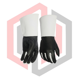 Gants de soudage en cuir de chèvre noir et blanc, antistatiques, antidérapants, respirants, avec manchette longue de 16 pouces, résistants à la chaleur, sans silicone - Product Image 5