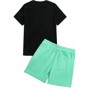 2025 été hommes Shorts ensemble costume hommes à manches courtes t-shirt deux pièces Fitness ensemble survêtement décontracté grande taille Shorts pour hommes OEM - Product Image 5