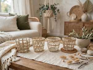 Maceta de Mimbre Tejida a Mano, Diseño Rústico, Cubierta para Maceta, Estilo Cesta Tejida, Decoración para Hogar y Jardín - Product Image 1