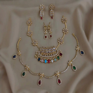 Ensemble de colliers CZ finition mate, offre combo, parfait pour les occasions décontractées et les soirées, bijoux minimalistes, design magnifique - Product Image 1