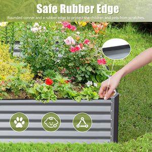 Fioriera Grande in Metallo Zincato 8x4x1.5 ft, Vaso Rialzato da Giardino per Esterni, Contenitore per Giardinaggio, Vasi per Fiori e Piante - Product Image 2