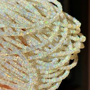 Natural Ethiopian Opal Smooth Rondelle Beads 3mm 16 Inches AAA Welo Opal Center <b>Drilled</b> Strands for Jewelry Making Wholesale - Product Image 1