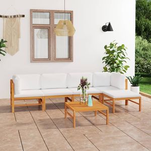 Ensemble de salon de jardin modulaire en teck crème 6 pièces - Product Image 1
