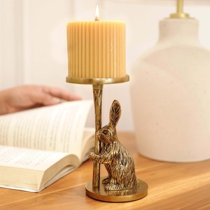 Porte-bougie en aluminium en forme de lapin, fait main, durable, écologique, résistant à la chaleur, décoration pour la maison, utilisation de Pâques - Product Image 4