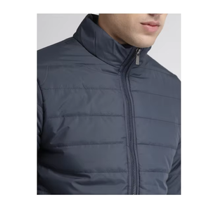 Dark Slate Gray Custom Men Padded <b>Jacket</b> Stand Collar Quilted Zip Winter Coat Lightweight OEM Factory Premium Outerwear Pro - Product Image 4