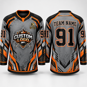 เสื้อฮอกกี้น้ำแข็งแบบสั่งทำพิเศษพร้อมโลโก้ OEM & ODM ชุดกีฬาฮอกกี้สำหรับผู้ชาย ไซส์ใหญ่พิเศษ เสื้อฮอกกี้น้ำแข็งแบบพิมพ์ลาย - Product Image 6