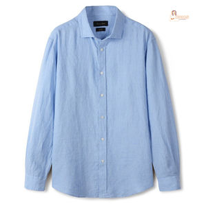 Camisa de otoño personalizada de satén de manga larga, de punto sólido, transpirable, informal, 100% algodón, talla grande, con botonadura sencilla y resistente a las arrugas. - Product Image 1