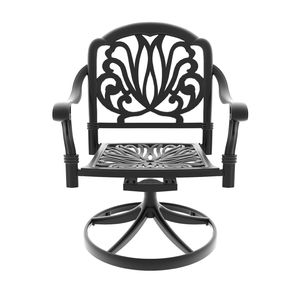 Ensemble de salle à manger 3 pièces en aluminium moulé résistant aux intempéries, comprenant 2 chaises pivotantes et une table ronde de 35,43 po avec cadre noir pour jardins - Product Image 4