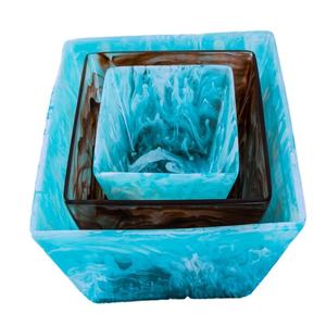 Bol à fruits en résine d'ambre polie de qualité supérieure, design carré fait main, accent décoratif pour la maison de luxe et les réceptions. - Product Image 6