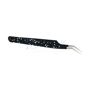 Pince à épiler professionnelle en forme de L à 90 degrés pour extensions de cils, en acier inoxydable, précision pour volume de cils, logo personnalisé OEM - Product Image 4