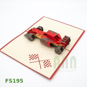 ANN HANDICRAFT Tarjeta de Felicitación 3D Pop-up Hecha a Mano en Vietnam, Personalizable, con Diseño de Coche de Fórmula 1, Invitaciones de Papel Troquelado de 4 Colores, FS195 - Product Image 1
