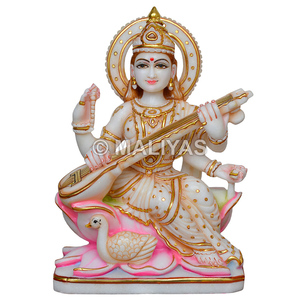 รูปปั้นหินอ่อน saraswati | งานฝีมือหินอ่อน saraswati Murti สำหรับ pooja & Temple-maliyas - Product Image 1