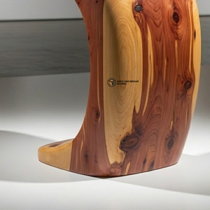 Table d'appoint ronde moderne en bois – Tabouret d'appoint en bois massif torsadé pour la décoration du salon - Product Image 5