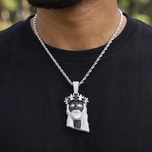 Iced Out <b>Mask</b> Pendant Necklace 14K Solid <b>Gold</b> Cuban Chain Hip Hop Jewelry for Men Wedding Anniversary Gift - Product Image 3