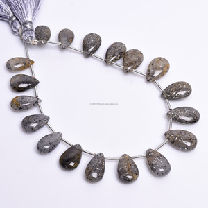 Lote a granel de cuentas de piedra negra solar Natural con forma de pera suave 8 pulgadas 8X11 a 8X13 MM hebra de piedras preciosas para la fabricación de pulseras de joyería - Product Image 1