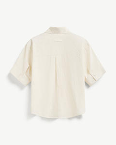 Camisa de Alta Calidad para Mujer, Casual, Transpirable, para Todas las Temporadas, de Poliéster/Algodón, Color Sólido, Manga Ancha, Corte Holgado, Cuello Camisero - Product Image 2