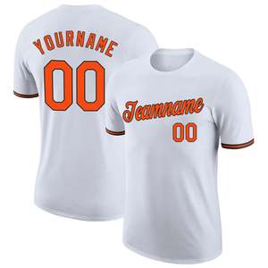 Custom Baseball Jersey White Orange Print Teamname 00 Personalized Name Number Crew Neck Short Sleeve Unisex Adult Regular Fit - Product Image 1