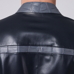 URBANGAZER Men's 100% Polyester Thick Leather <b>Jacket</b> Stand Collar Covered Button <b>Patchwork</b> Design Windproof Breathable High - Product Image 6
