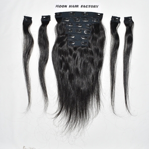 Extensiones de Cabello Remy Indio Natural con Clip, Textura Sedosa, Cutícula Saludable, Cabello Humano Sin Procesar, Precio al por Mayor - Product Image 1
