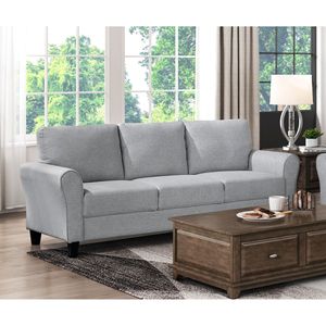 Divano Moderno Monoposto Grigio Scuro con Braccioli Arrotondati e Cuscini Integrati, Arredamento Transizionale per Soggiorno, Rivestimento in Tessuto Testurizzato - Product Image 4