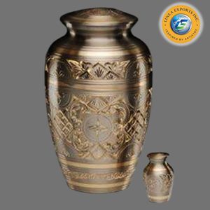 Brass Adult Cremation Keepsake Urn <b>for</b> Human <b>Ashes</b> Brass and Funeral Box Keepsake Urns <b>Casket</b> - Product Image 1