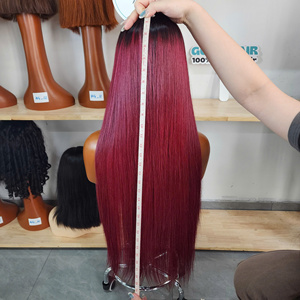 Peluca de Cabello Humano Liso Largo Ombre Rosa GUGU, Cabello Virgen Vietnamita con Puntas Completas, Doble Trama a Máquina - Product Image 5