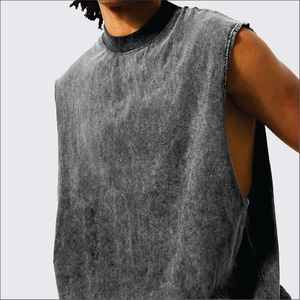 เสื้อกล้ามทรงโอเวอร์ไซส์ ล้างสีแบบแอซิดวอช สำหรับฤดูร้อน ผู้หญิง ผู้ชาย ไซส์พลัส ผ้าโพลีเอสเตอร์/คอตตอน ถักทอ แห้งเร็ว ระบายอากาศดี แบบไม่มีแขน - Product Image 1